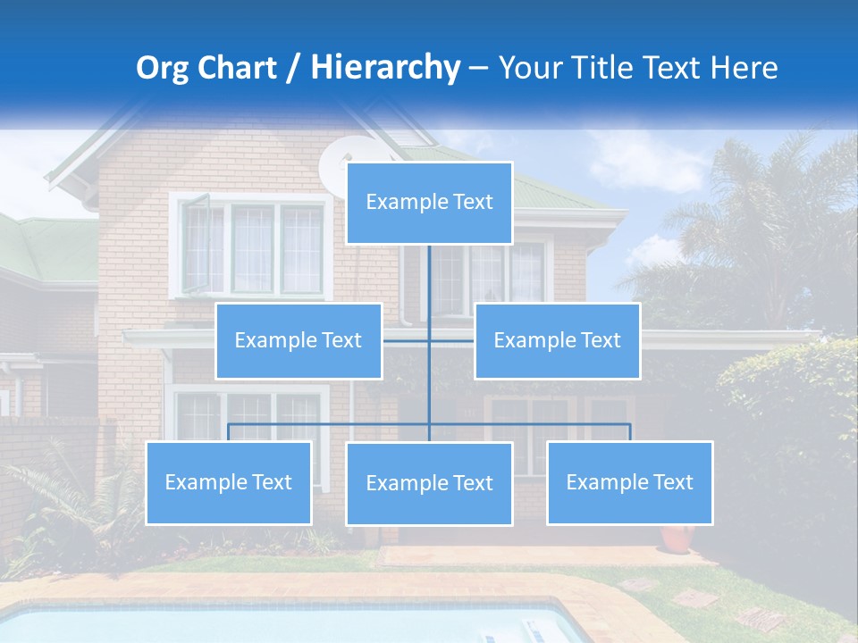 A House With A Swimming Pool In Front Of It PowerPoint Template