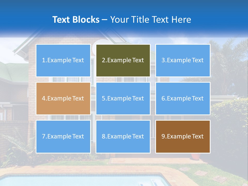A House With A Swimming Pool In Front Of It PowerPoint Template