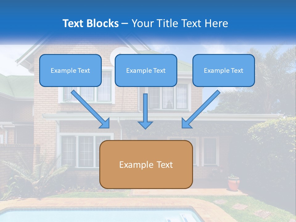 A House With A Swimming Pool In Front Of It PowerPoint Template