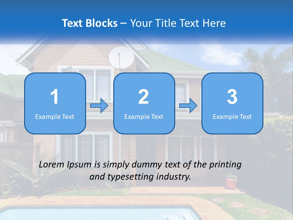 A House With A Swimming Pool In Front Of It PowerPoint Template