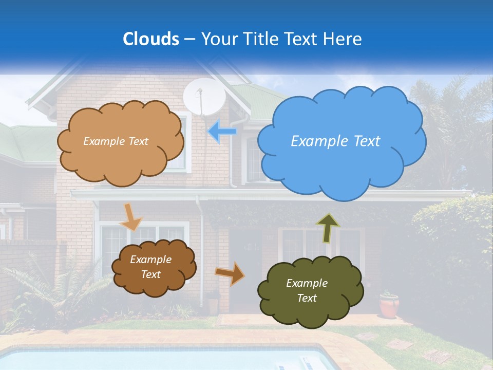 A House With A Swimming Pool In Front Of It PowerPoint Template