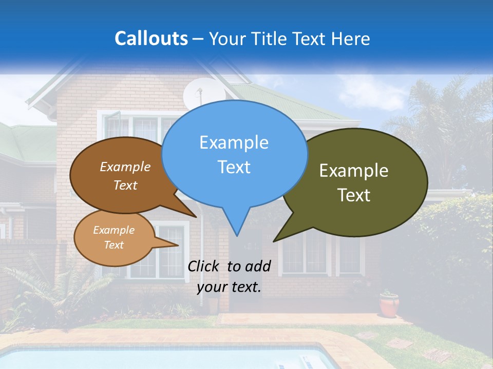 A House With A Swimming Pool In Front Of It PowerPoint Template