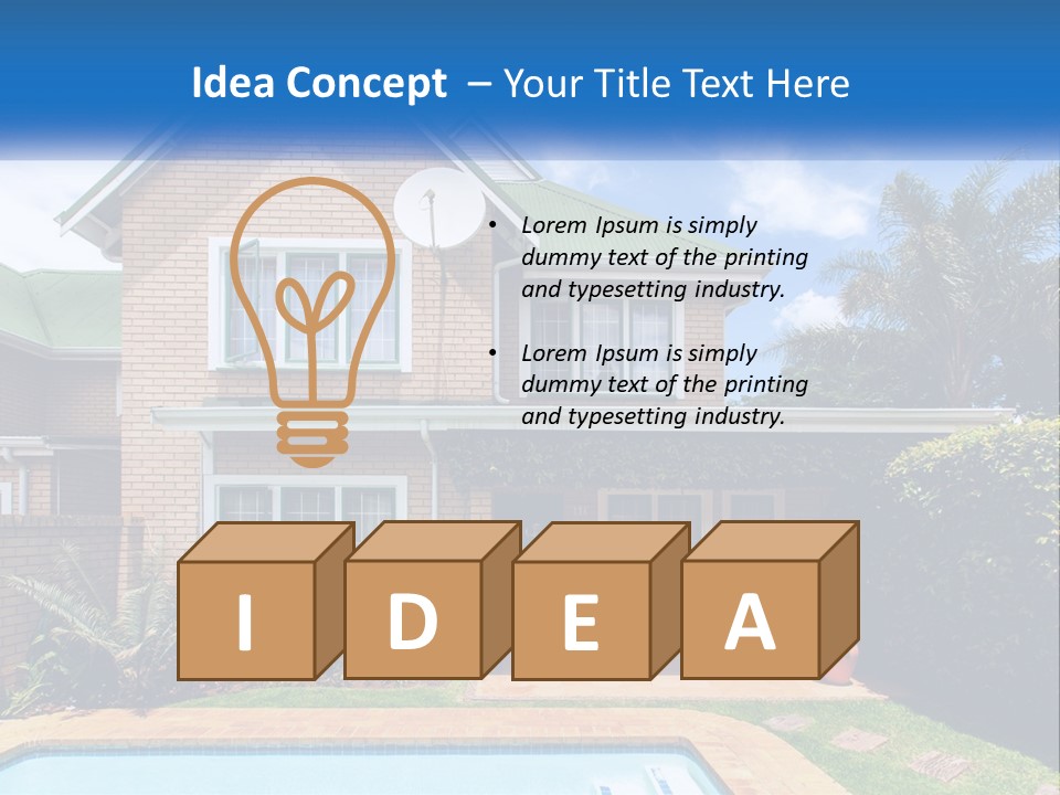 A House With A Swimming Pool In Front Of It PowerPoint Template
