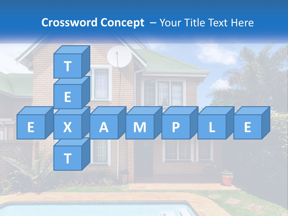 A House With A Swimming Pool In Front Of It PowerPoint Template