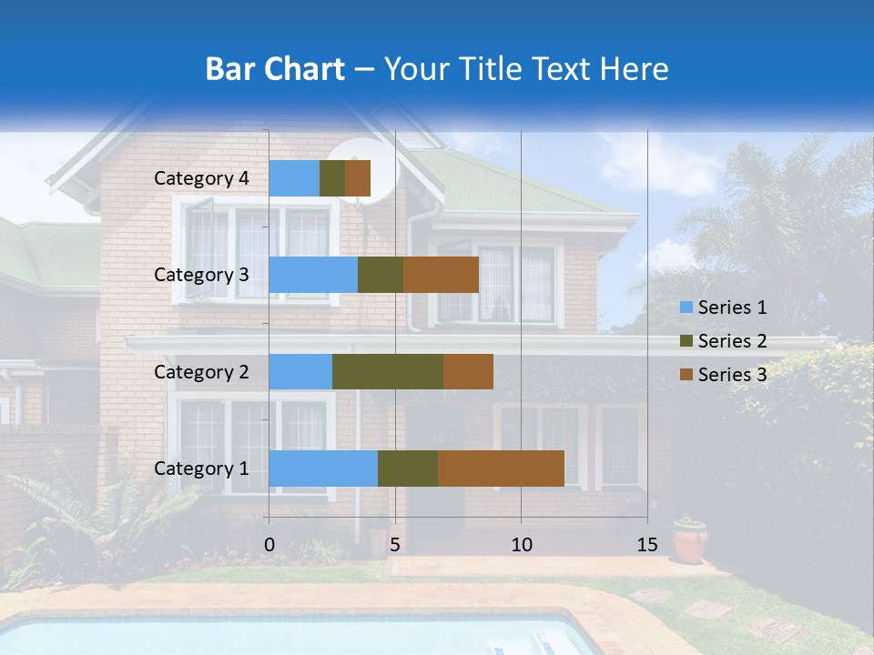 A House With A Swimming Pool In Front Of It PowerPoint Template