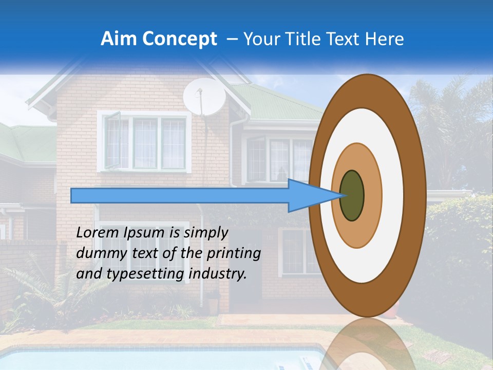 A House With A Swimming Pool In Front Of It PowerPoint Template