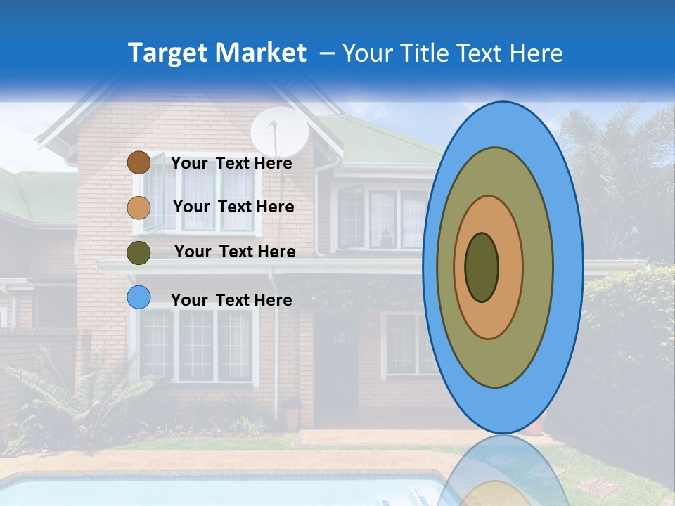 A House With A Swimming Pool In Front Of It PowerPoint Template