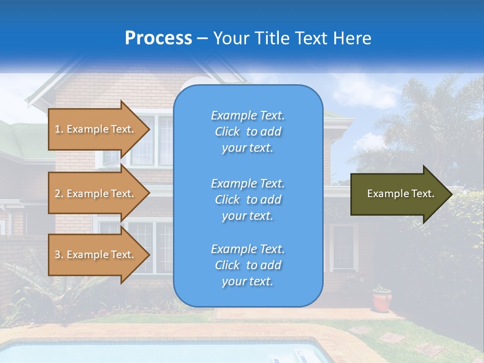 A House With A Swimming Pool In Front Of It PowerPoint Template