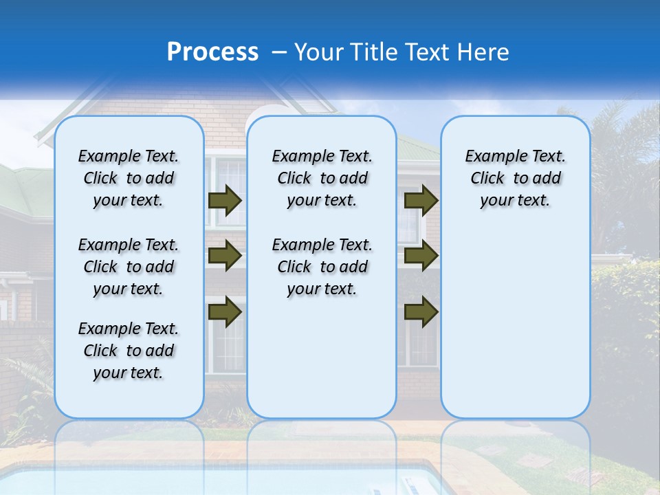 A House With A Swimming Pool In Front Of It PowerPoint Template