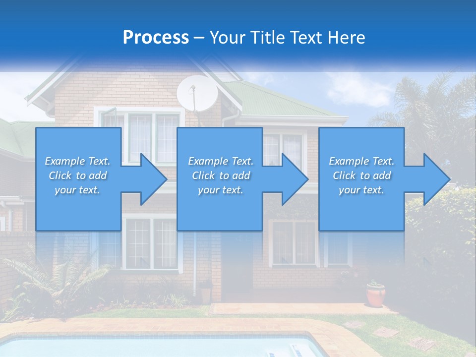 A House With A Swimming Pool In Front Of It PowerPoint Template