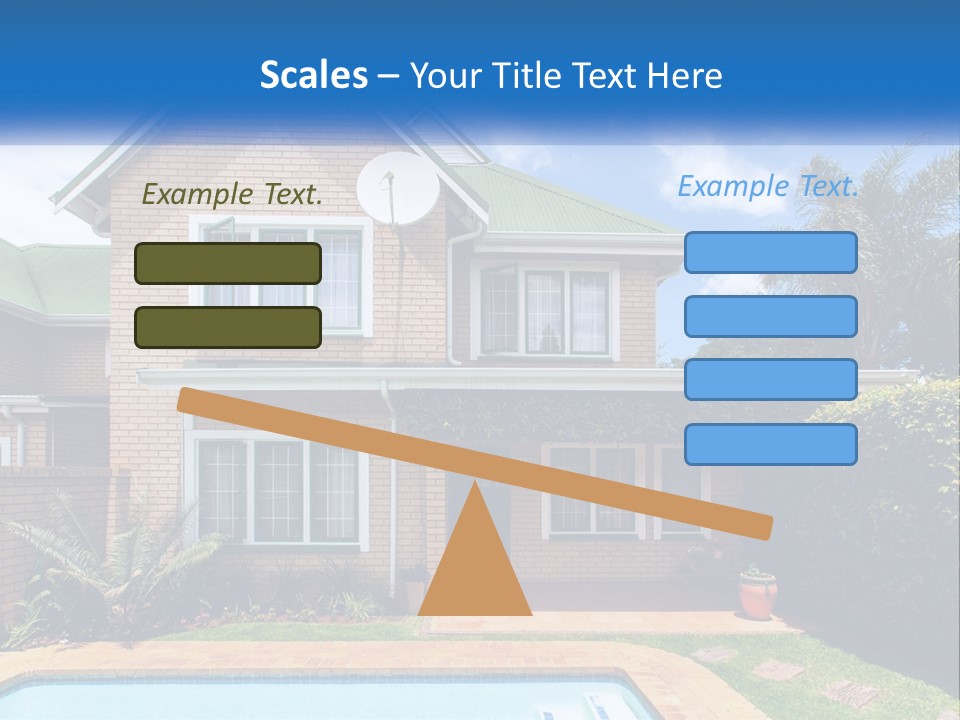 A House With A Swimming Pool In Front Of It PowerPoint Template