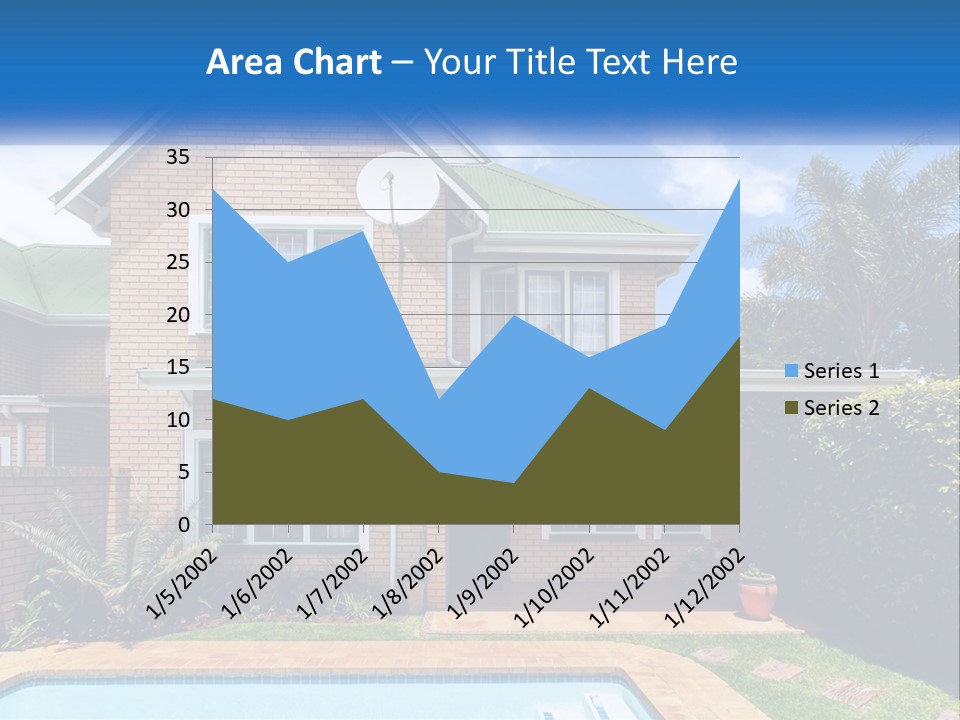 A House With A Swimming Pool In Front Of It PowerPoint Template