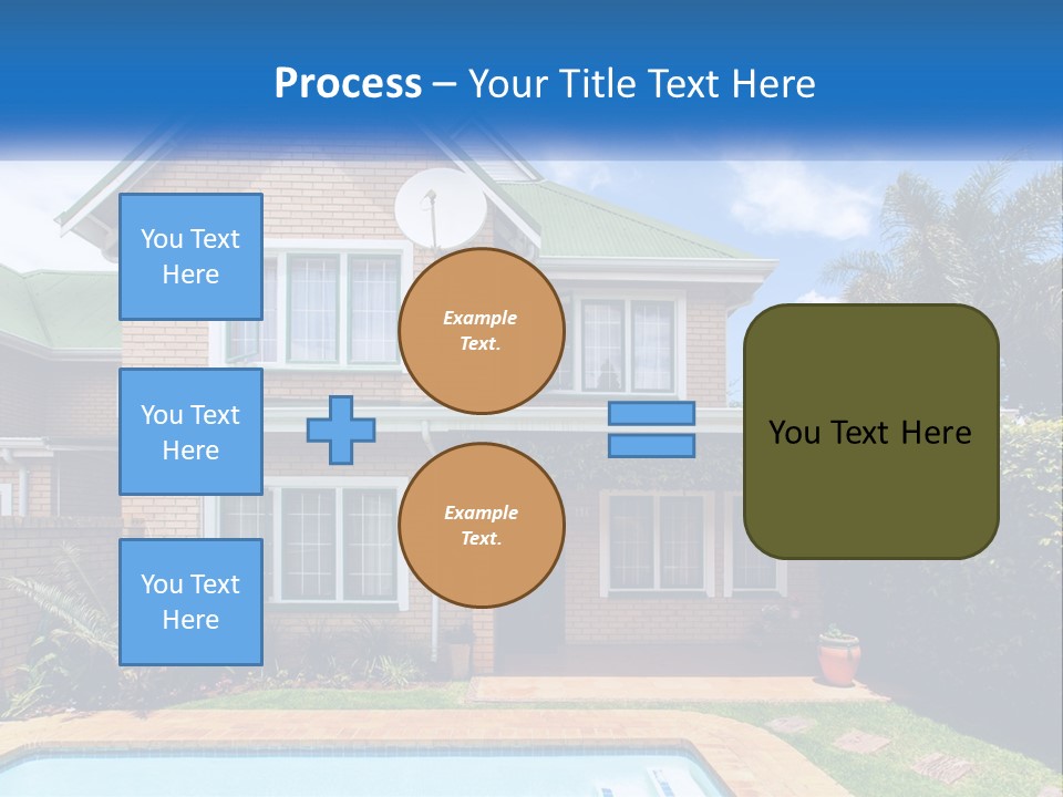A House With A Swimming Pool In Front Of It PowerPoint Template