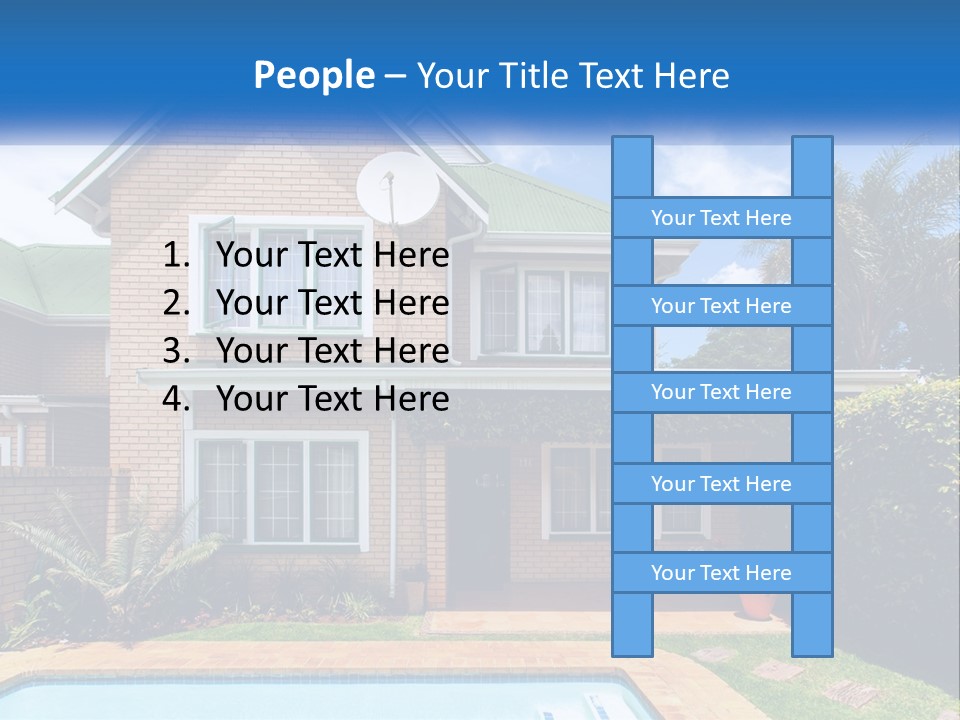 A House With A Swimming Pool In Front Of It PowerPoint Template