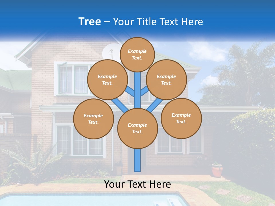 A House With A Swimming Pool In Front Of It PowerPoint Template