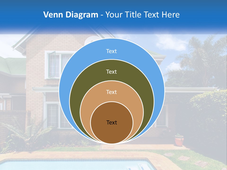 A House With A Swimming Pool In Front Of It PowerPoint Template