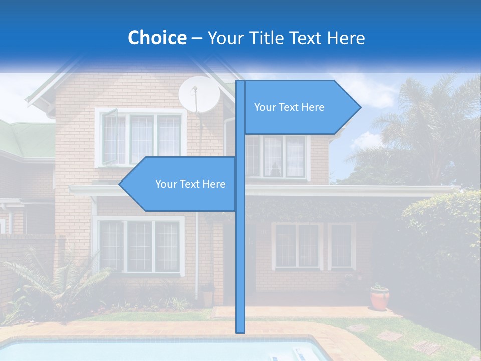 A House With A Swimming Pool In Front Of It PowerPoint Template