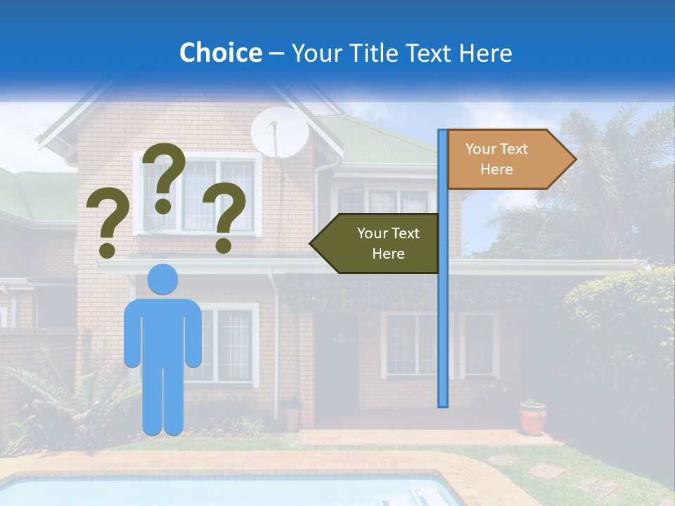 A House With A Swimming Pool In Front Of It PowerPoint Template