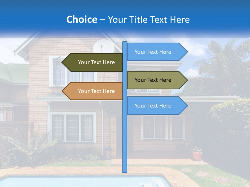 A House With A Swimming Pool In Front Of It PowerPoint Template