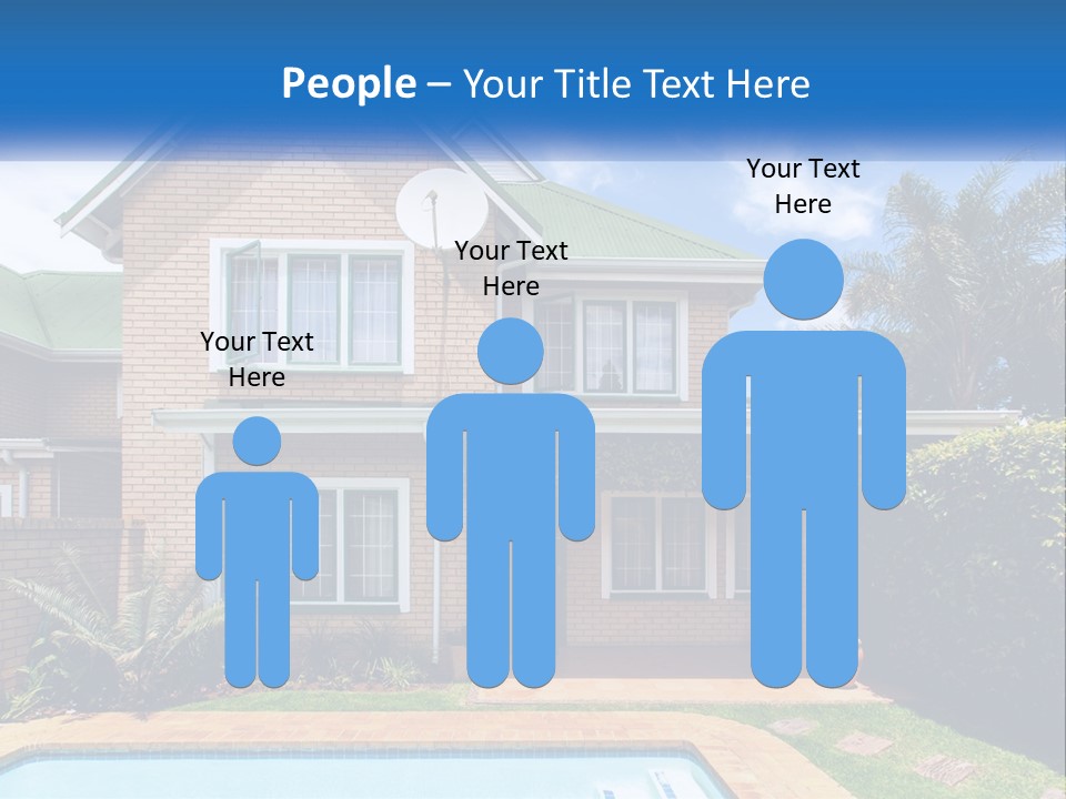 A House With A Swimming Pool In Front Of It PowerPoint Template