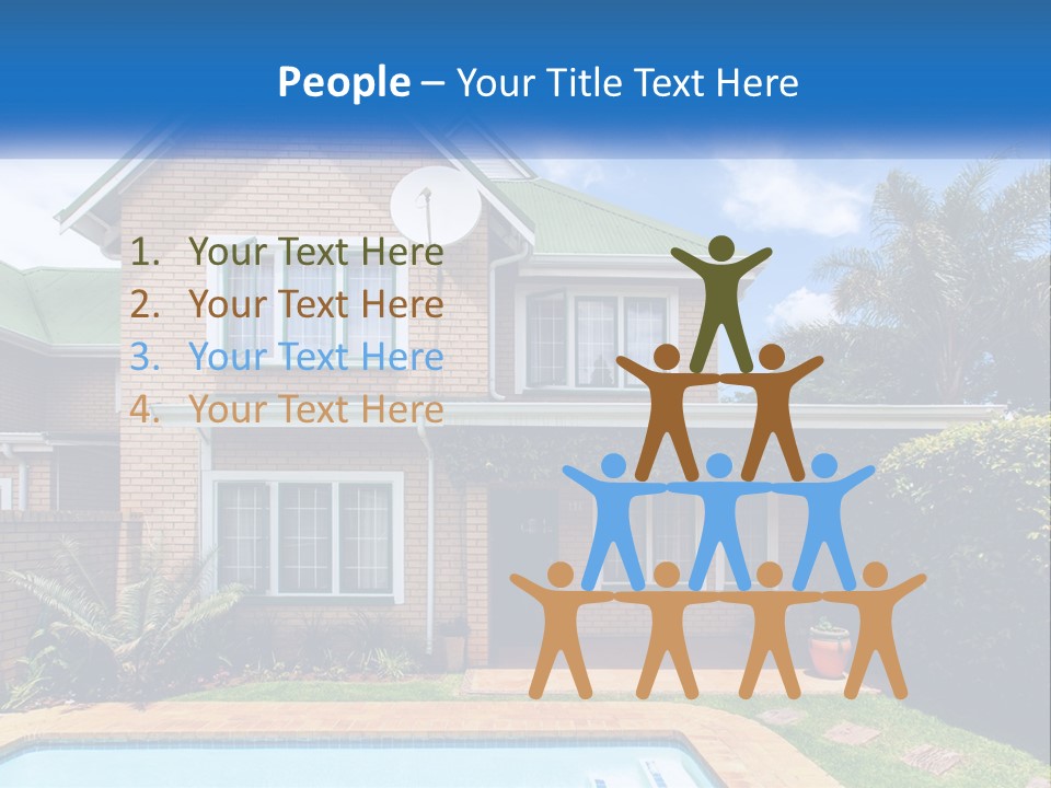 A House With A Swimming Pool In Front Of It PowerPoint Template