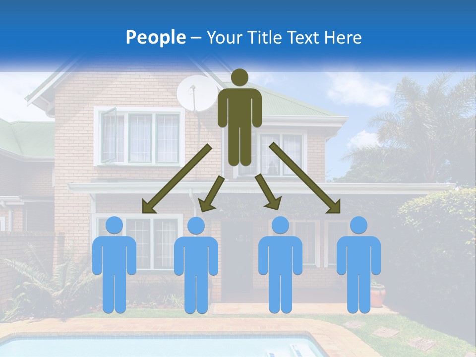 A House With A Swimming Pool In Front Of It PowerPoint Template