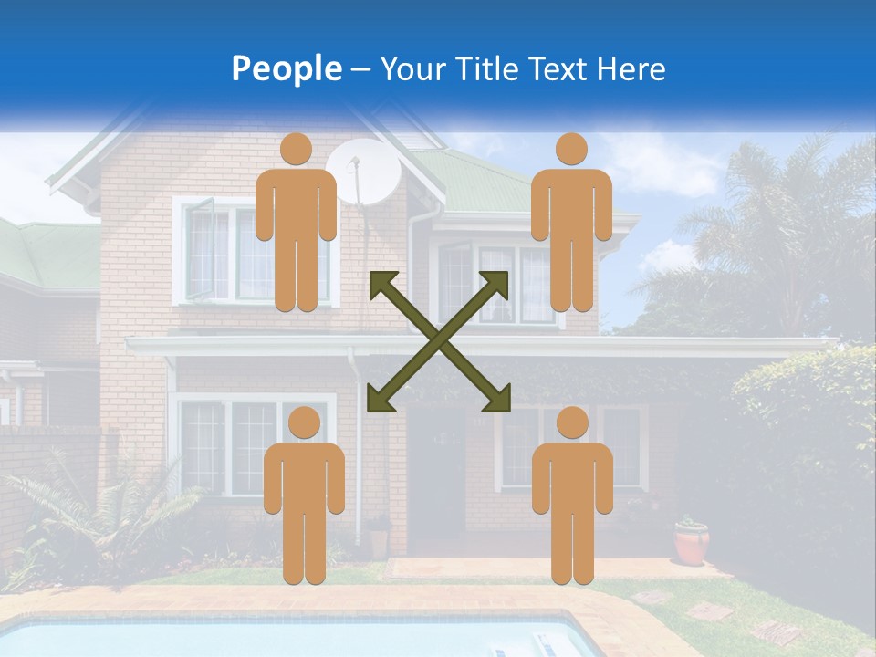 A House With A Swimming Pool In Front Of It PowerPoint Template