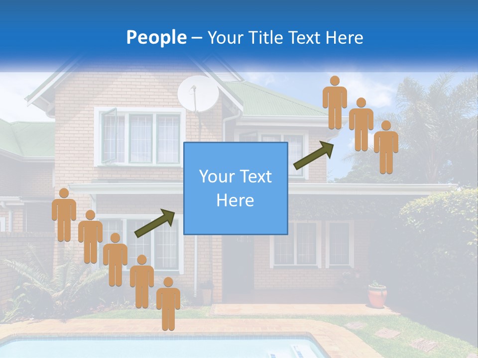 A House With A Swimming Pool In Front Of It PowerPoint Template