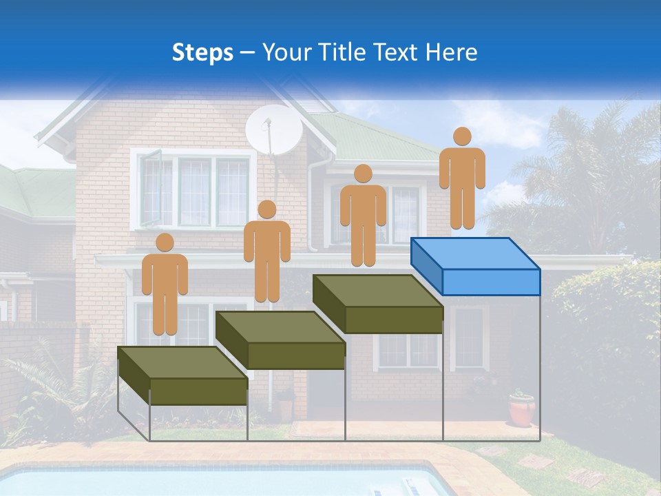A House With A Swimming Pool In Front Of It PowerPoint Template