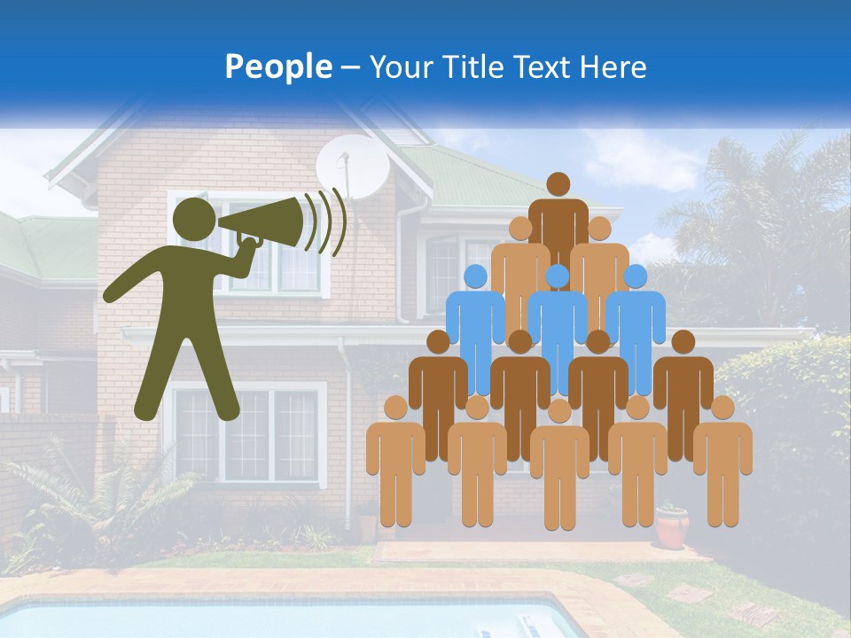 A House With A Swimming Pool In Front Of It PowerPoint Template
