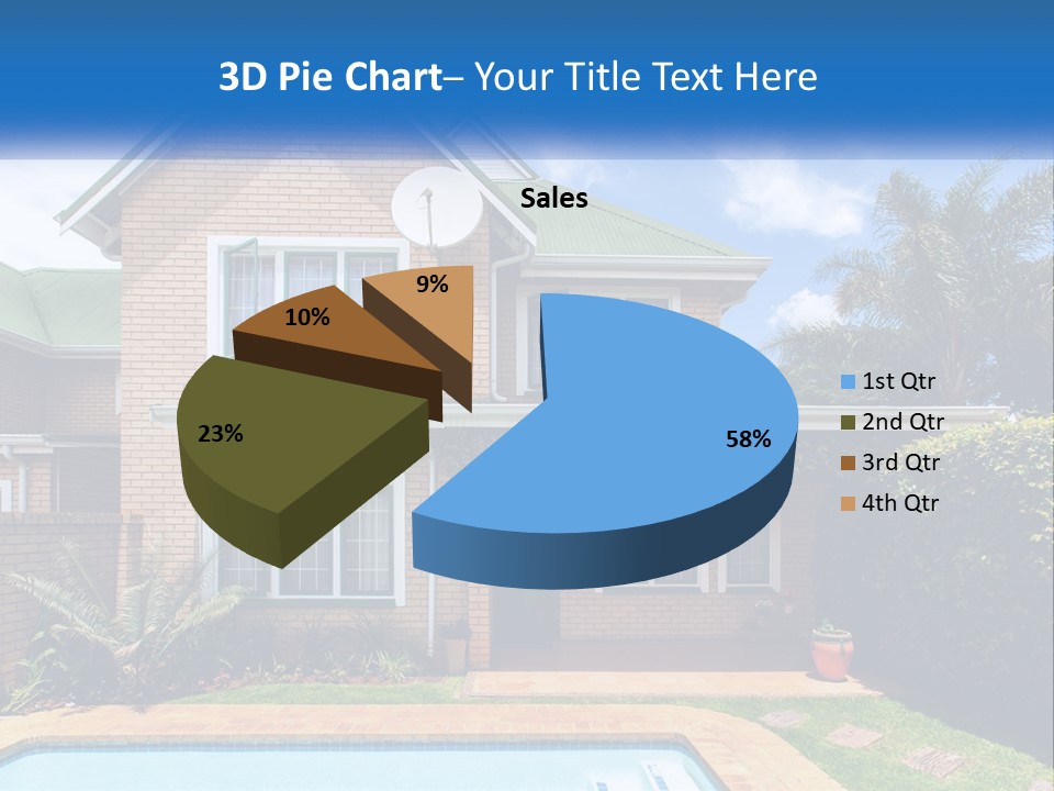 A House With A Swimming Pool In Front Of It PowerPoint Template