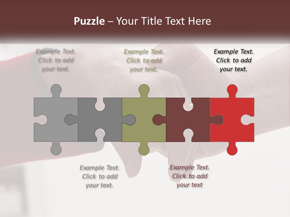 A Couple Of People Holding Hands Over A Table PowerPoint Template