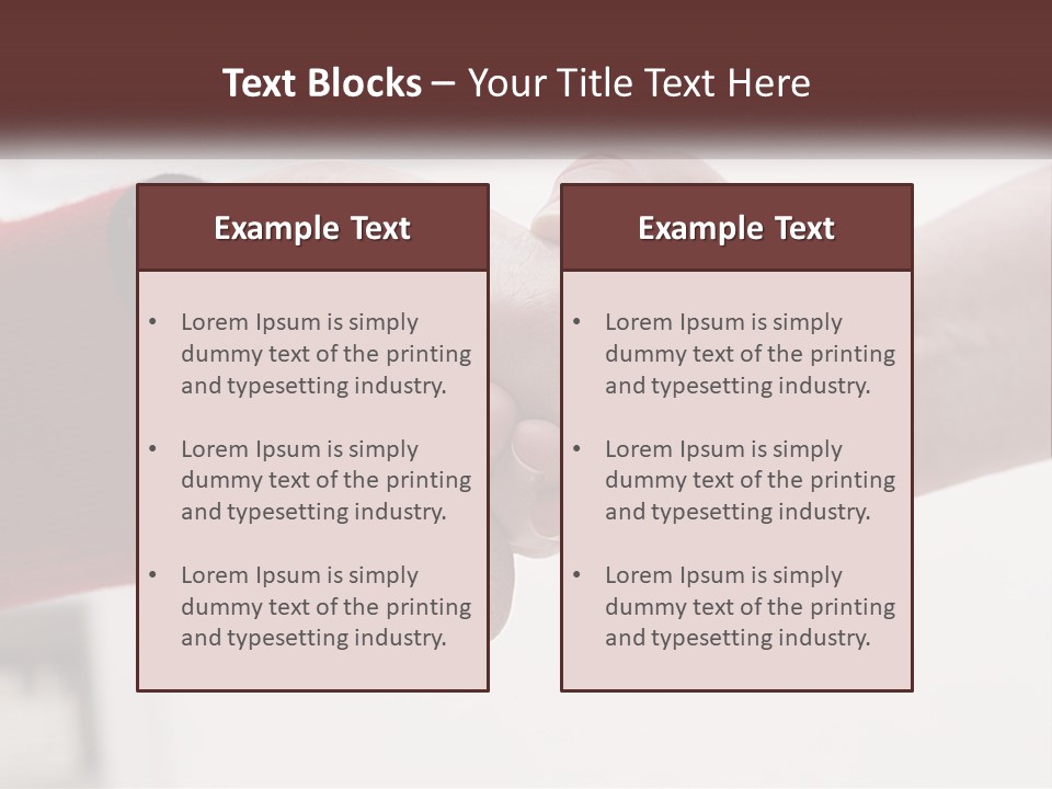 A Couple Of People Holding Hands Over A Table PowerPoint Template