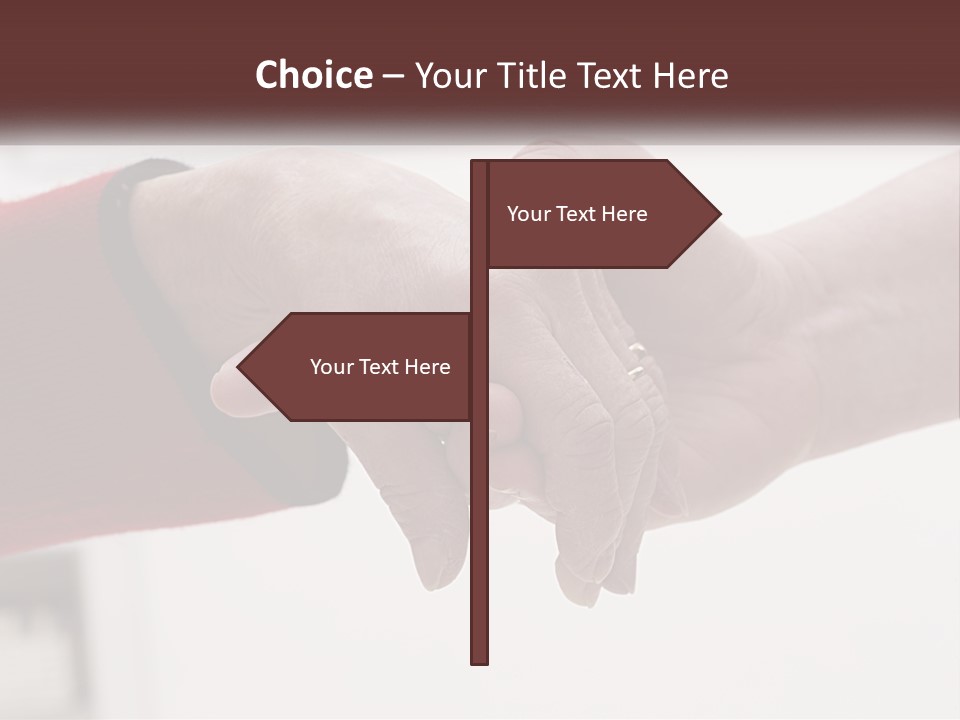 A Couple Of People Holding Hands Over A Table PowerPoint Template