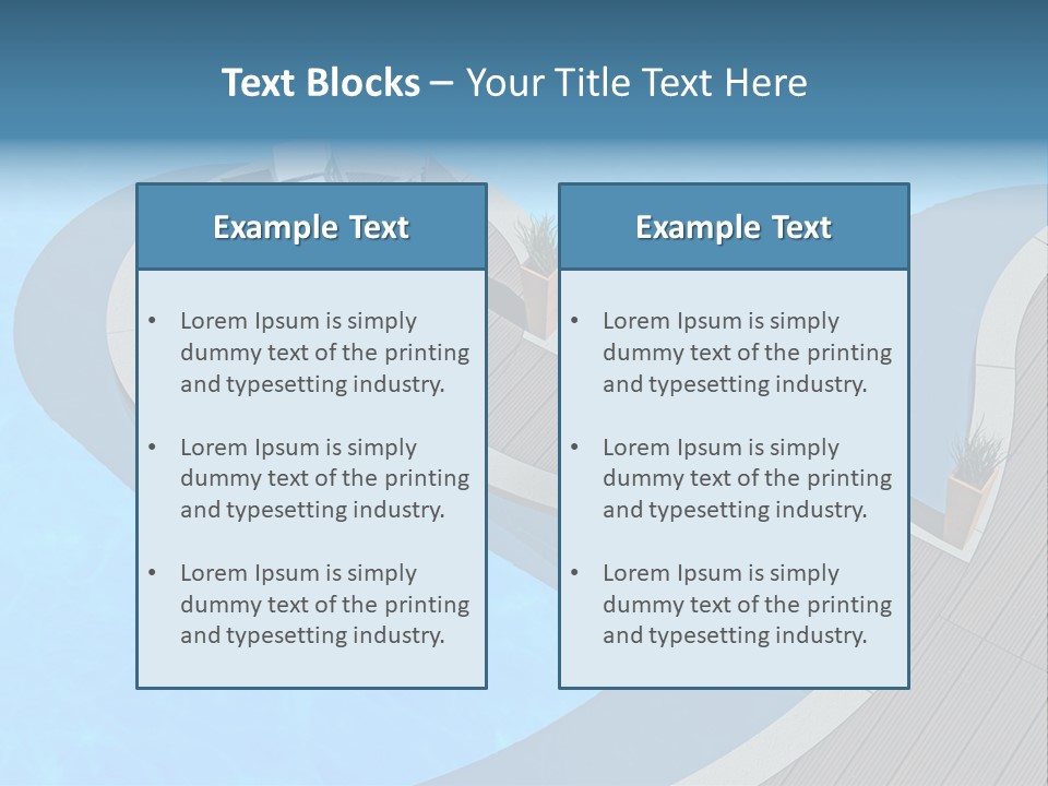 A Pool With A Table And Chairs Next To It PowerPoint Template