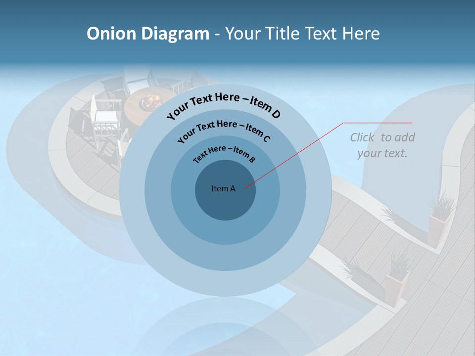 A Pool With A Table And Chairs Next To It PowerPoint Template