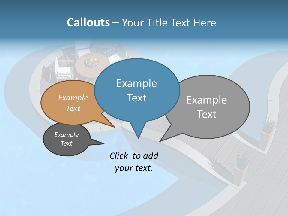 A Pool With A Table And Chairs Next To It PowerPoint Template