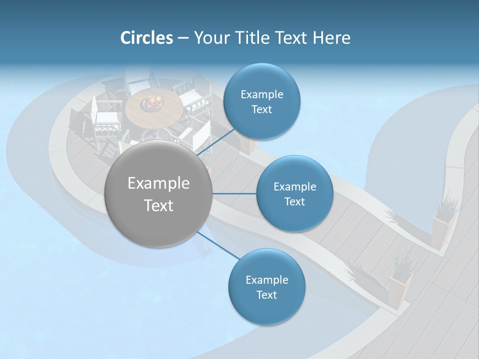 A Pool With A Table And Chairs Next To It PowerPoint Template