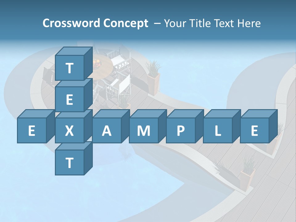A Pool With A Table And Chairs Next To It PowerPoint Template