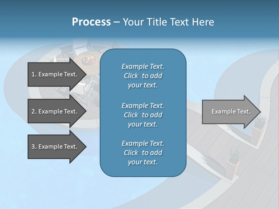 A Pool With A Table And Chairs Next To It PowerPoint Template