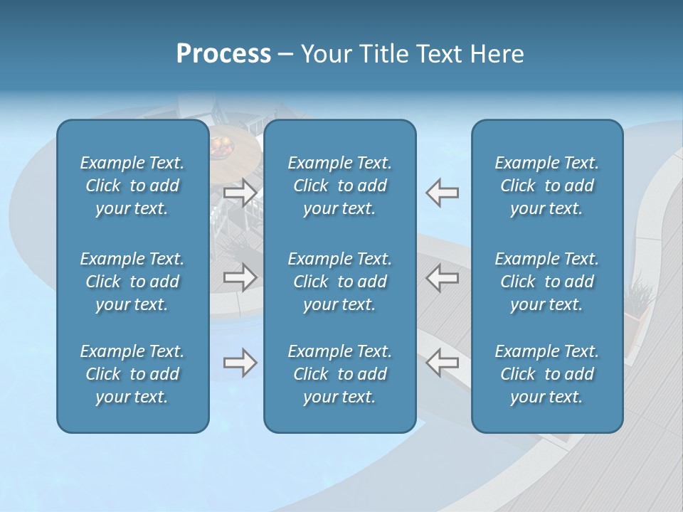 A Pool With A Table And Chairs Next To It PowerPoint Template
