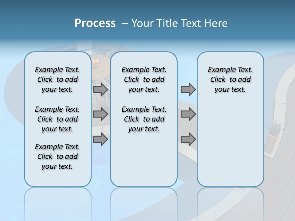 A Pool With A Table And Chairs Next To It PowerPoint Template