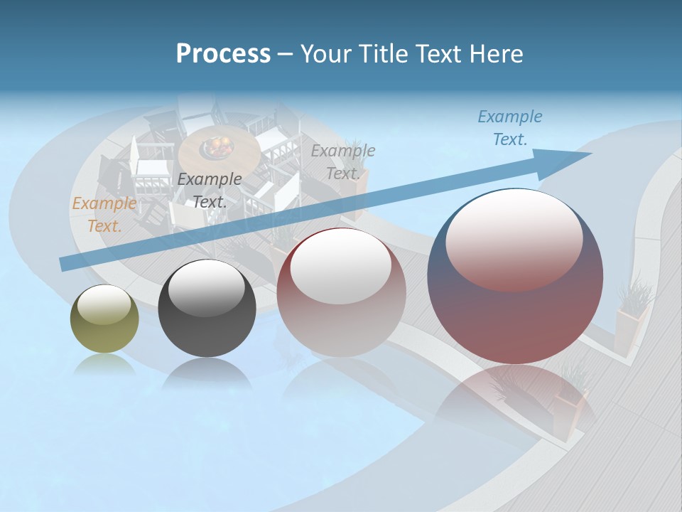 A Pool With A Table And Chairs Next To It PowerPoint Template