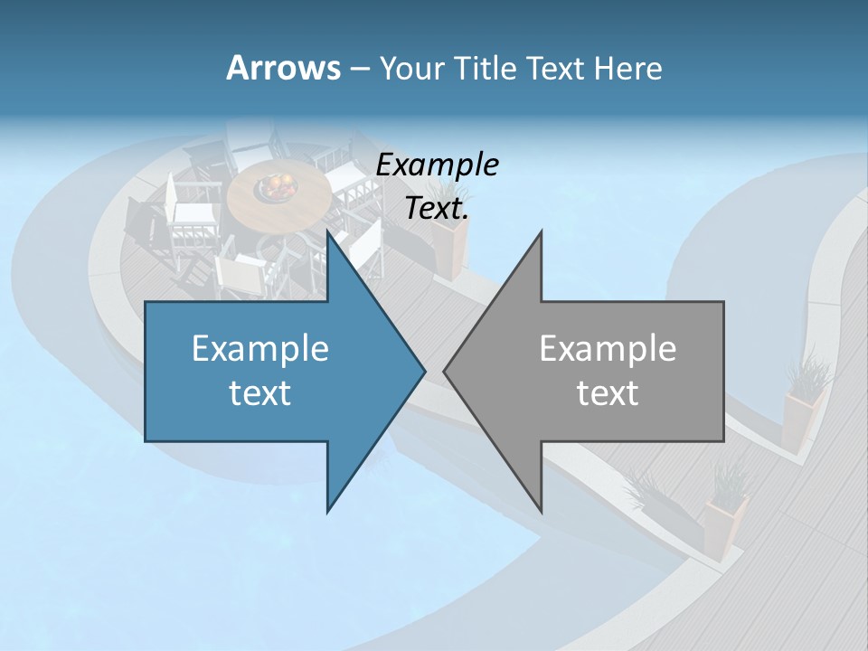 A Pool With A Table And Chairs Next To It PowerPoint Template