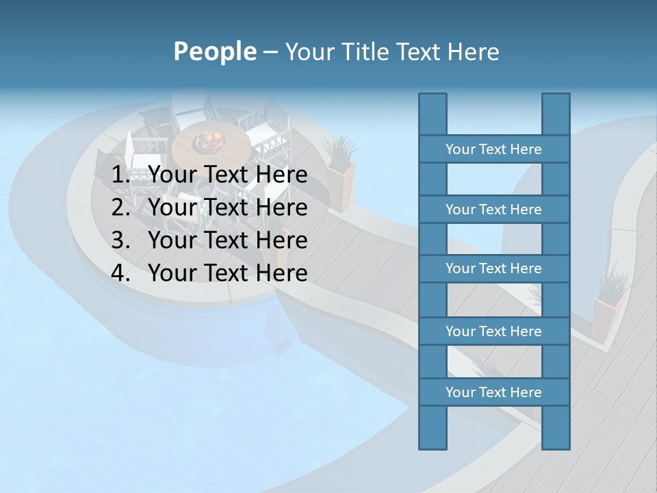 A Pool With A Table And Chairs Next To It PowerPoint Template