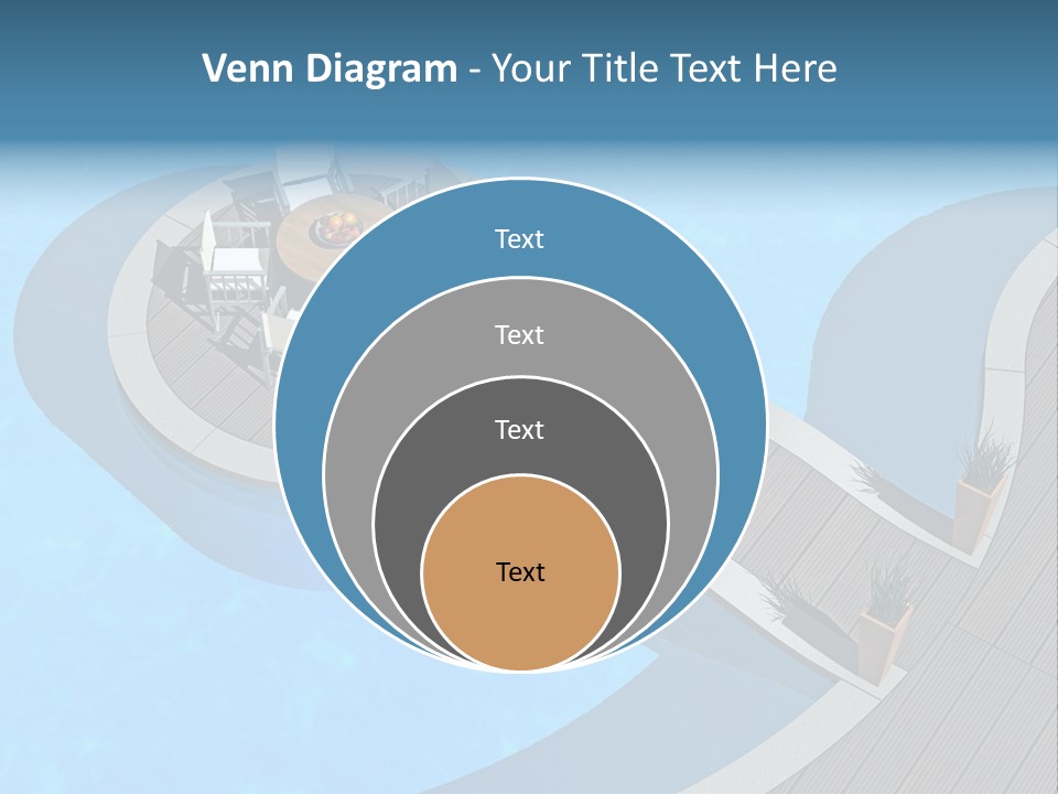 A Pool With A Table And Chairs Next To It PowerPoint Template