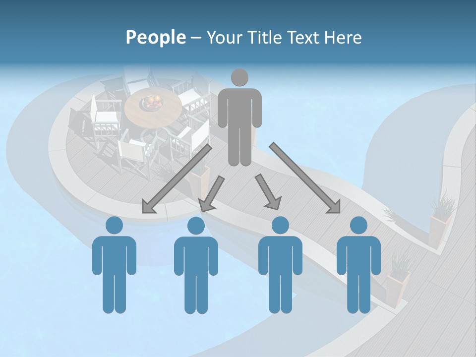 A Pool With A Table And Chairs Next To It PowerPoint Template