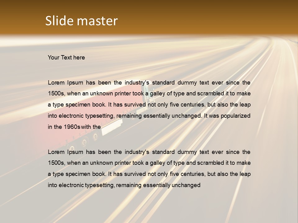 A Truck Driving Down A Highway With A Blurry Background PowerPoint Template