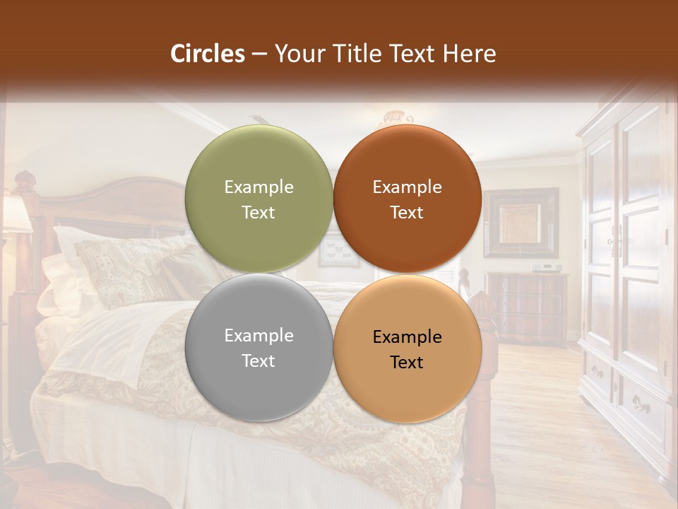 A Bedroom With A Large Bed And A Wooden Dresser PowerPoint Template