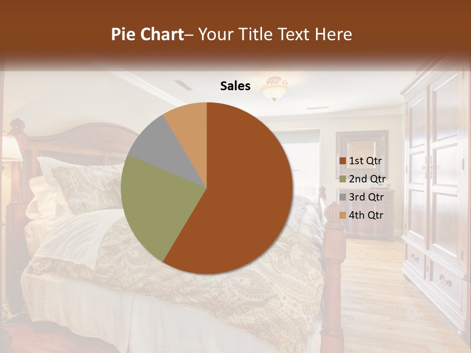 A Bedroom With A Large Bed And A Wooden Dresser PowerPoint Template